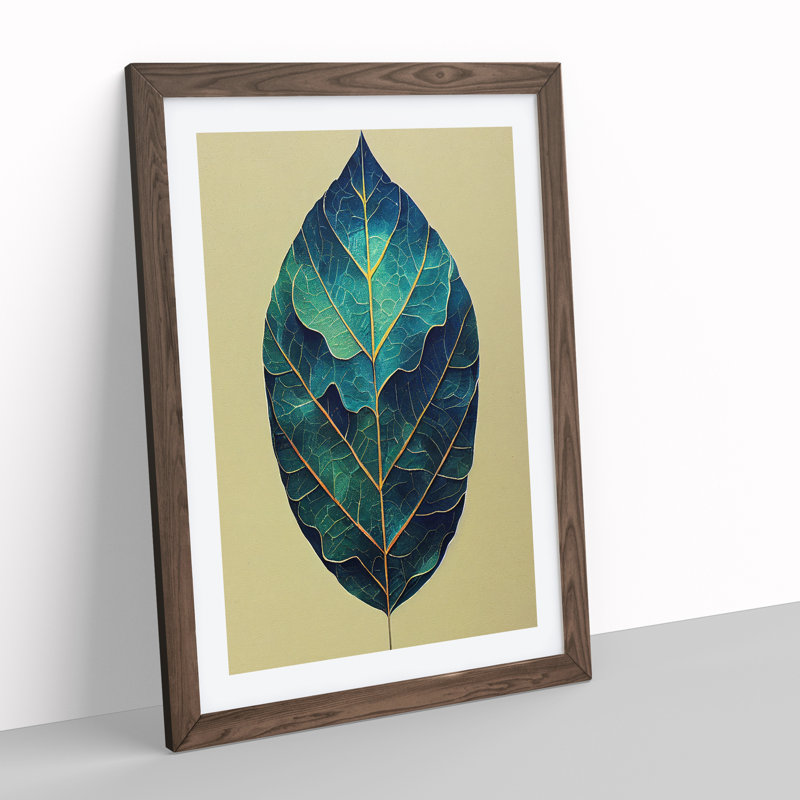 Leaf Painted - Single Picture Frame Painting, 34cm H x 25cm W x 2cm D, Walnut