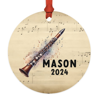 Personalized Clarinet Metal Christmas Ornament For Clarinetist