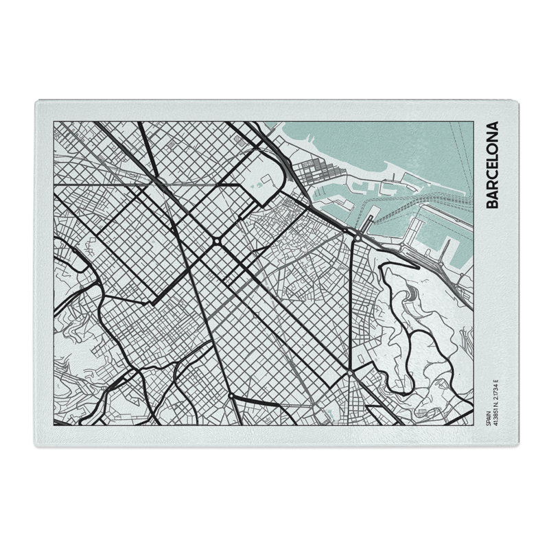Map Barcelona Spain Chopping Board, 20cm W x 28.5cm L