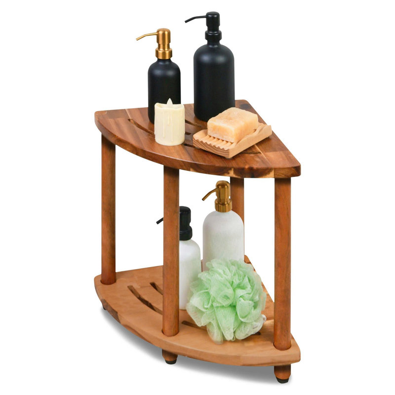 Shower Foot Rest 12 in - Shower Stool for Shaving Legs, Small Corner Bathroom Bench Suitable(Brown)