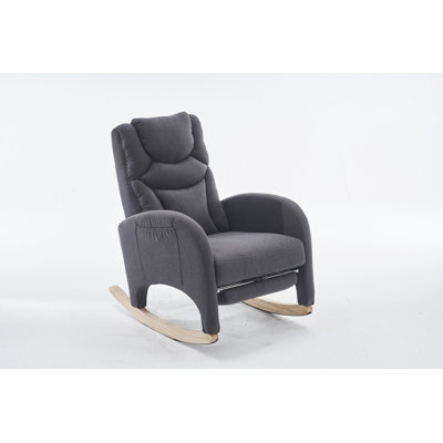Chaise berçante en coton et lin avec repose-pieds réglable