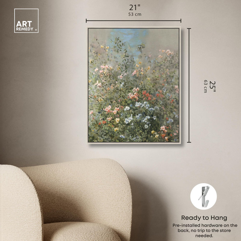 Impression sur toile «Intricate Blossoms» par Art Remedy, H 25 po x l 21 po, Cadre argenté