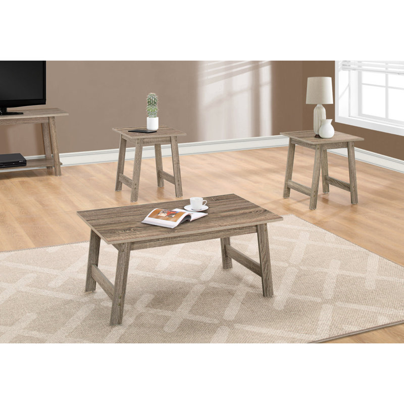 3 Piece Table Set Includes A Rectangular Coffee Table And Two Matching Square End Tables, Center Table, Taupe