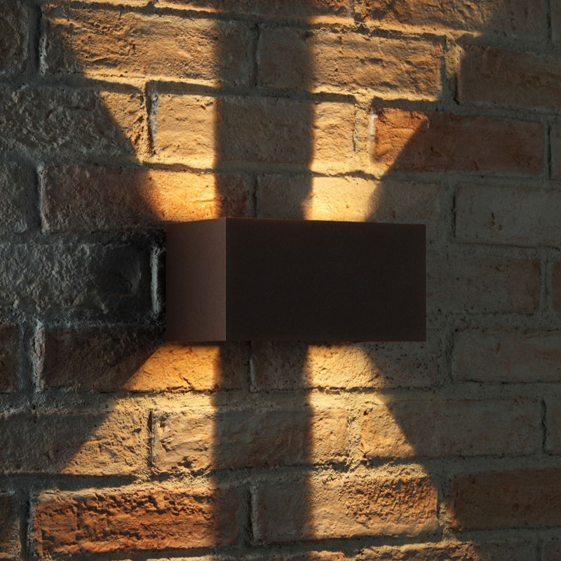 Outdoor Integrated LED Adjustable Beam Up & Down Wall Light, Brown