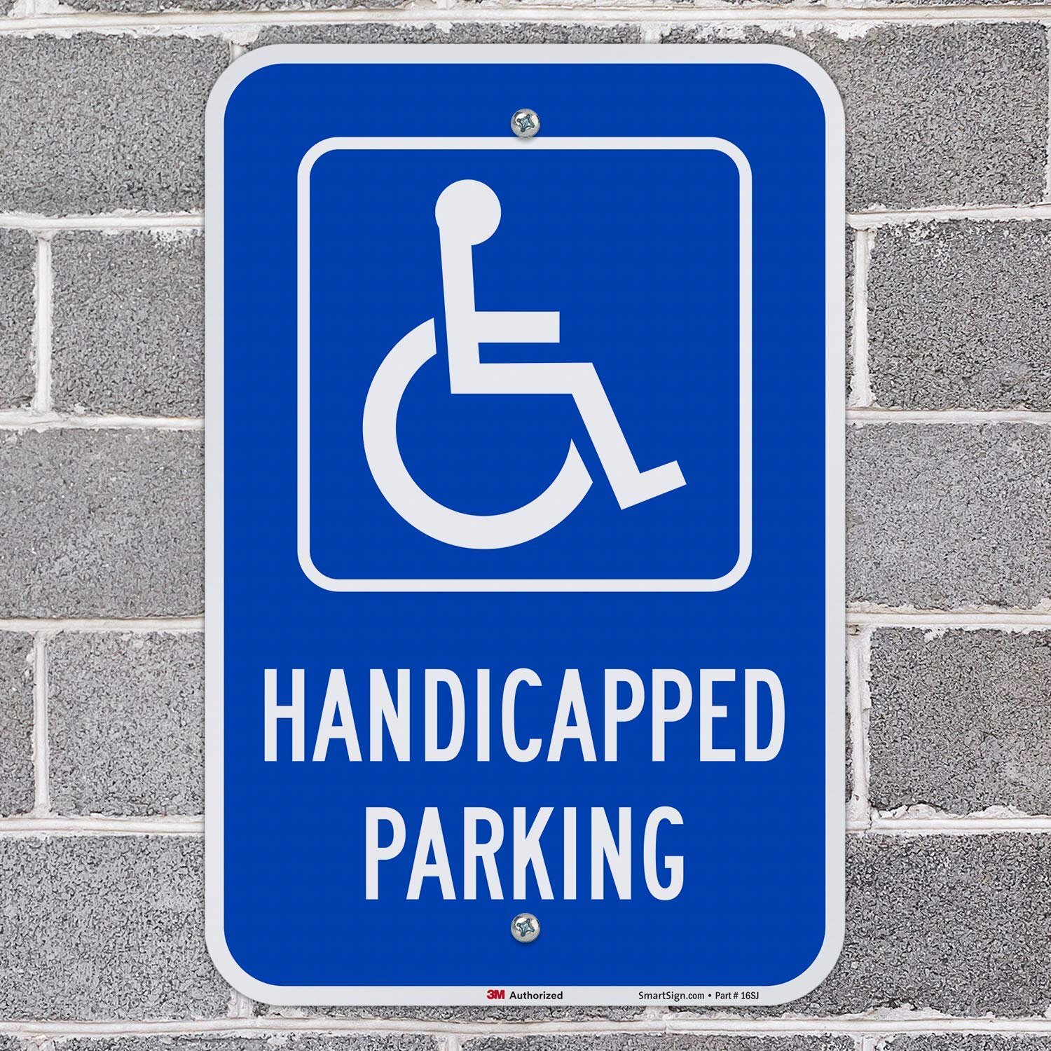SmartSign Handicapped Parking with Handicap Symbol 12 X 18 Engineer Grade Reflective  Aluminum Sign