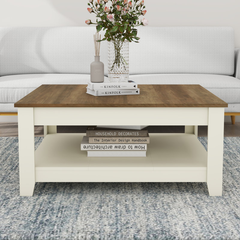 Justine Basilico Coffee Table with Storage, Beige/brun