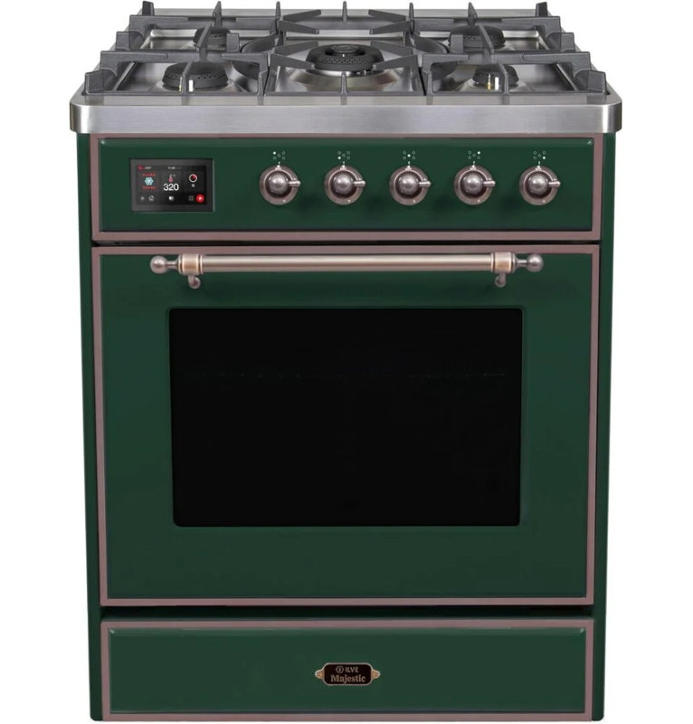 Majestic II 30" 2.3 cu. ft. Freestanding Dual Fuel Range, Emerald Green/Bronze, Liquid Propane