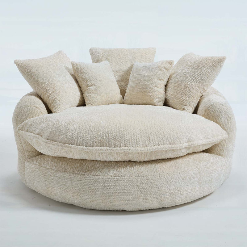 Fauteuil de 55 po de long en mousse de polyester, fauteuil rond surdimensionné, canapé-lit moderne moelleux pour le salon et la détente