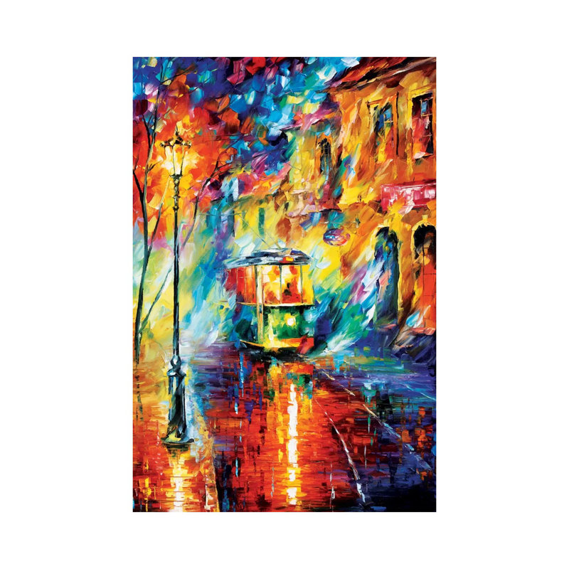 Chariot de nuit par Leonid Afremov - reproduction sur toile tendue, H 26 po x l 18 po x 1,5 po