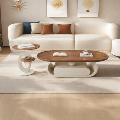 Floor Coffee Table with Drawers