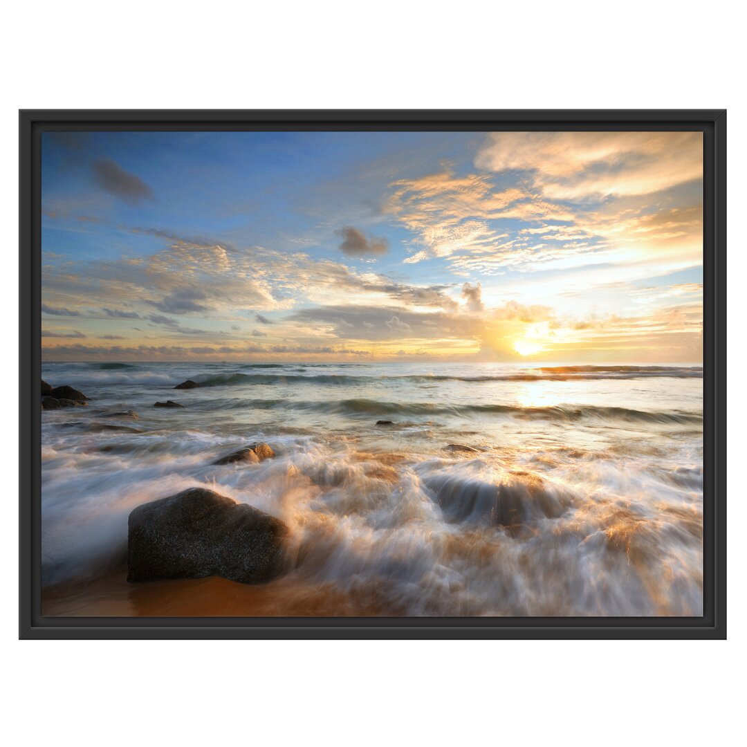 Gerahmtes Wandbild Sonnenuntergang am Meer