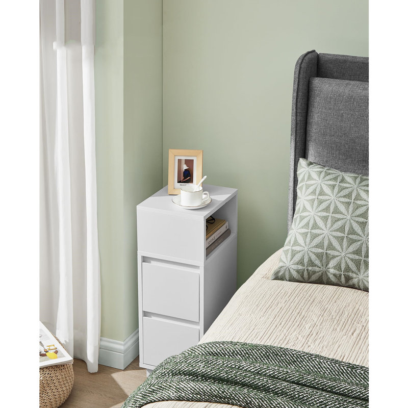 25cm W Manufactured Wood Bedside Table, White