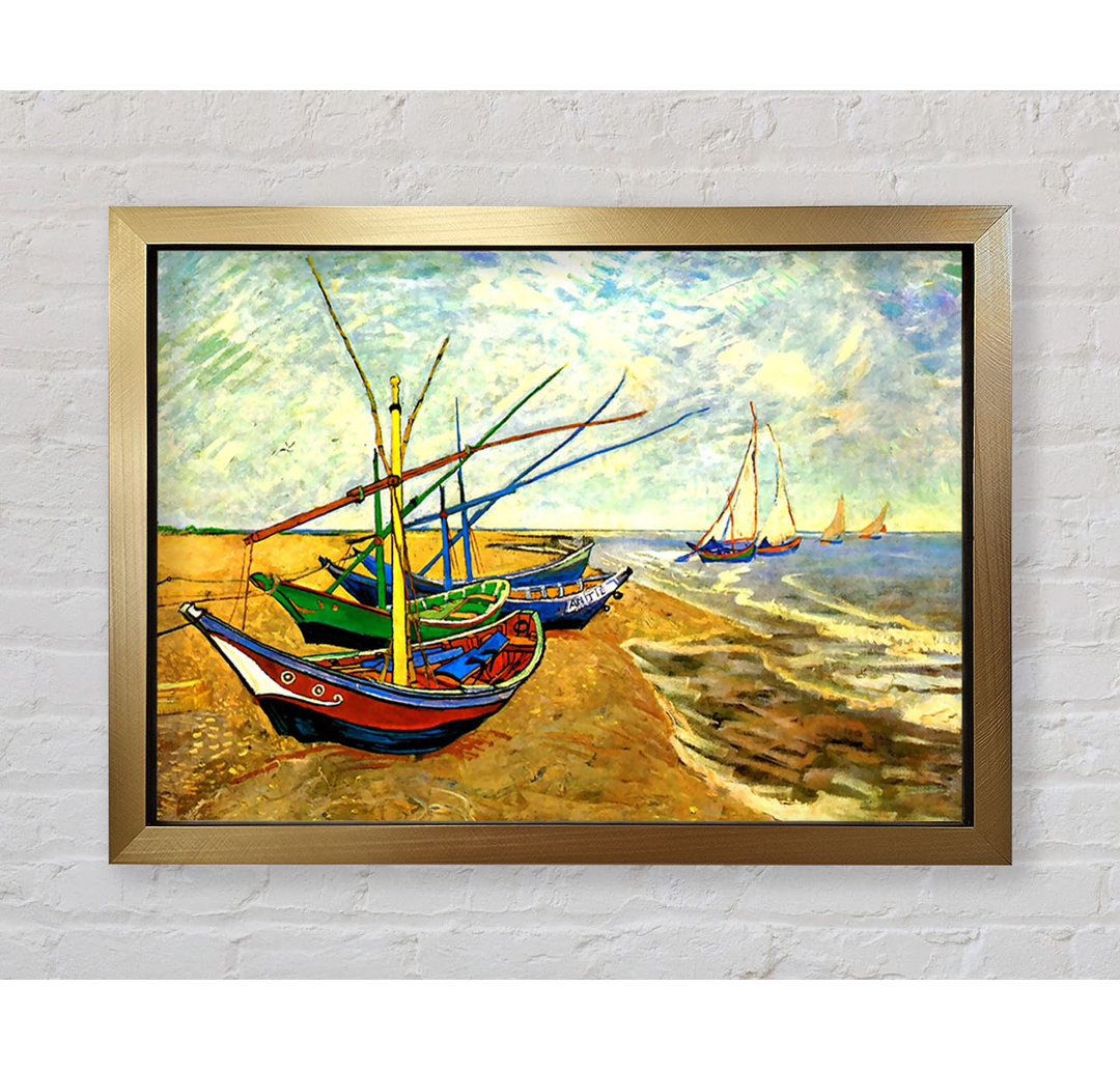 Fischerboote am Strand von Saintes-Maries von Vincent Van Gogh - Einzelne Bilderrahmen Kunstdrucke