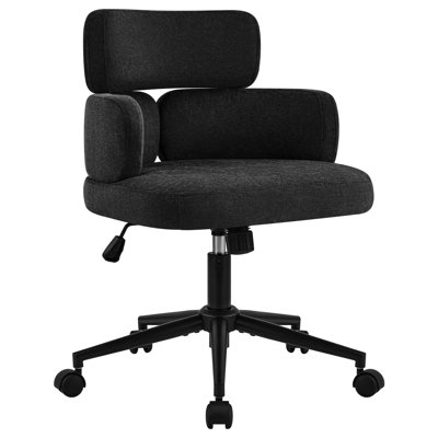 Upholstered Swivel & Adjustable Height Office Chair, Clover-shaped Desk Chair with Armrest