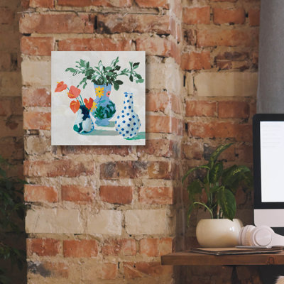 Red Barrel Studio® 'Bungalow Vases Green' by Danhui Nai Canvas Wall Art