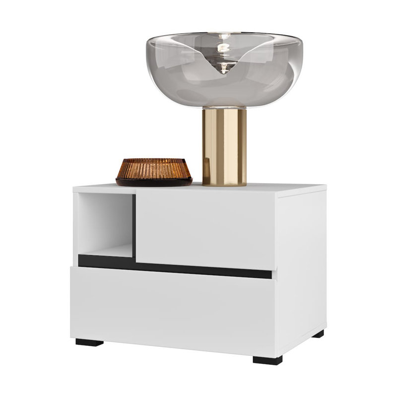 Shamond 55cm W Manufactured Wood Bedside Table, White