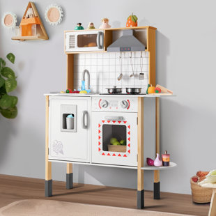  Teamson Kids Little Chef Memphis Small Wooden Play Kitchen with  Interactive, Realistic Features, and 16 Kitchen Accessories - for 3yrs and  up, Pretend Play House, Restaurant - Gray/Gold/Faux Marble : Toys
