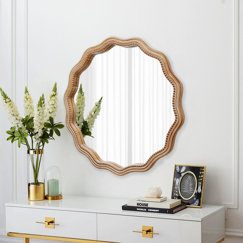 Miroir mural, miroir rond à cadre en bois pour salle de bain, salon