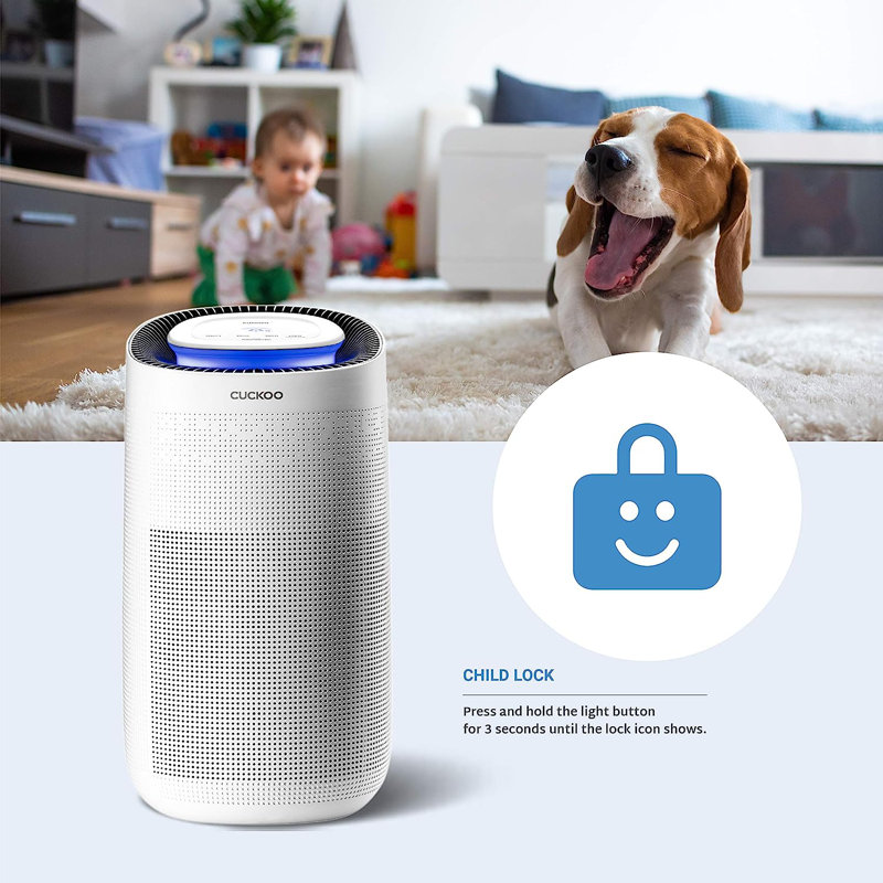 CUCKOO CAC-J1510FW 3-in-1 Air Purifier with H13 True Hepa Filter, UVC- Light, Remove Airborne Particles, Medium to Large Rooms, White