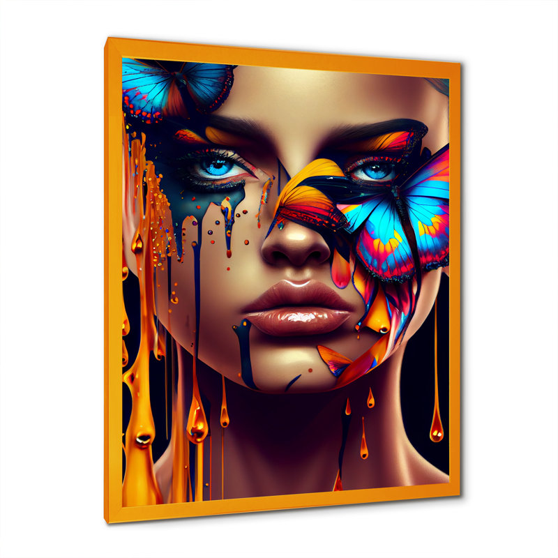 «Sensual Woman with Colorful Butterfly II», impression sur toile, H 20 po x l 12 po x P 1 po