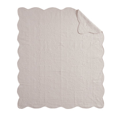 Jeté matelassé surdimensionné avec bords festonnés rosé 60 po x 72 po