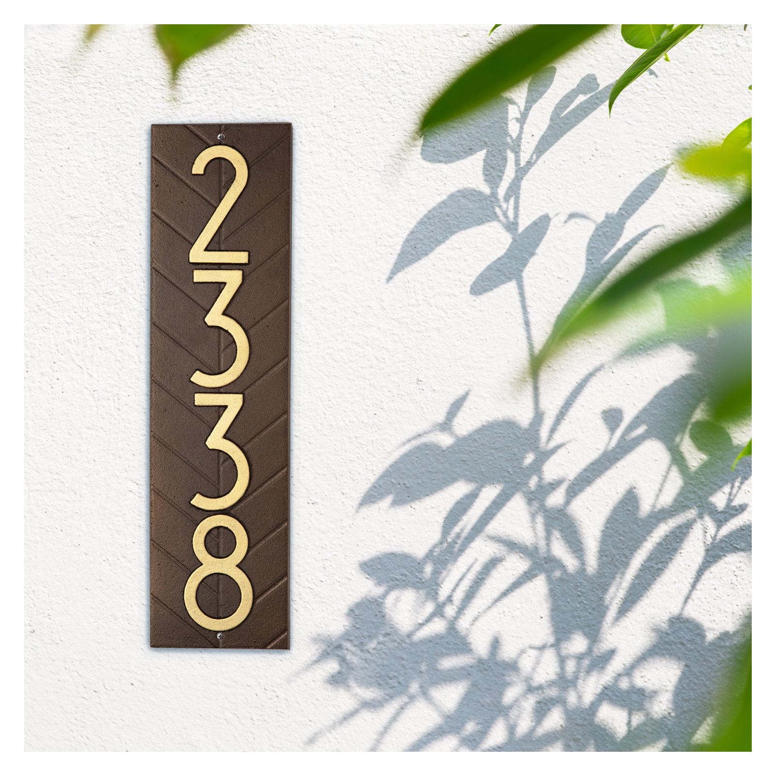 Mid-century Modern Herringbone Vertical Wall Plaque, Dark Bronze/Gold, Yes