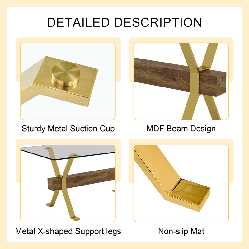 Kaspen Rectangular,dinning table,dining room table, 71" L x 35.4" W, Gold/Brown