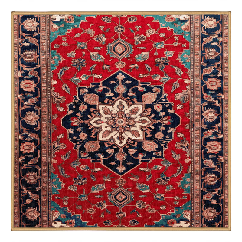Machine Washable Persian Brown Area Rug, Square 7'