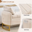 Banc de rangement moderne Lunara 66"W en velours capitonné, à placer au pied du lit, avec pieds dorés, poche pour accoudoir et 2 coussins.-343922331-345514218