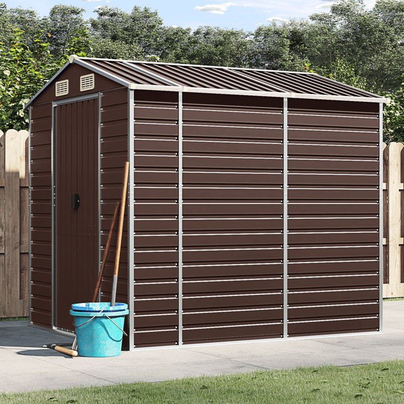 Brenyn Garden Shed 191x215x198 cm Galvanised Steel, Brown
