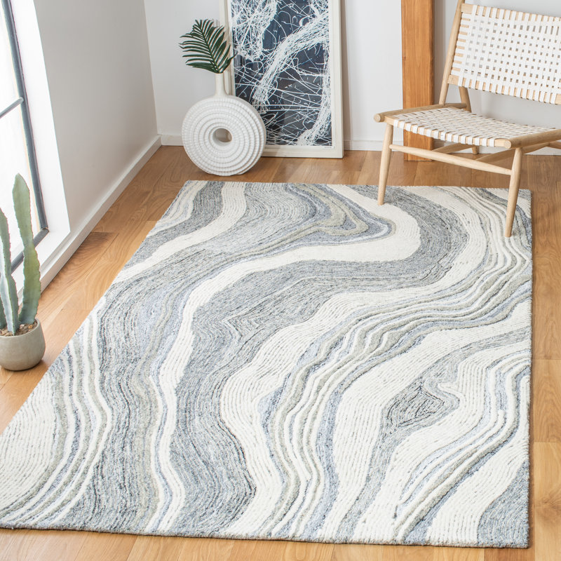 Tapis abstrait en laine touffeté à la main Kring New Zealand, Rectangle 9 pi x 12 pi