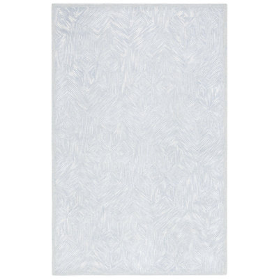 Tapis gris / bleu en laine / coton touffeté à la main Galdamez