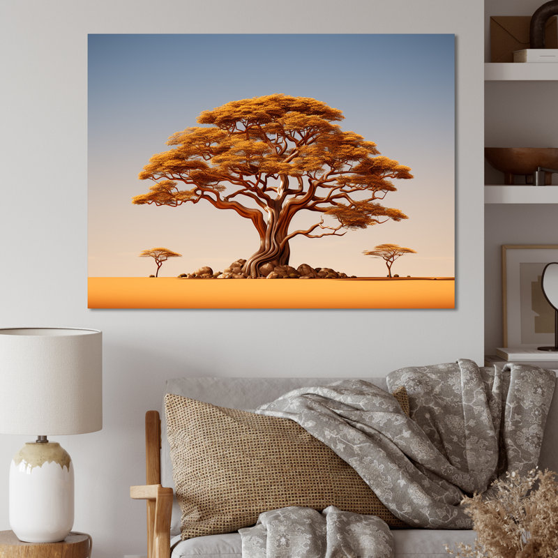 Arbre africain Tonnelle IV sur toile, Toile tendue, H 34 po x l 44 po