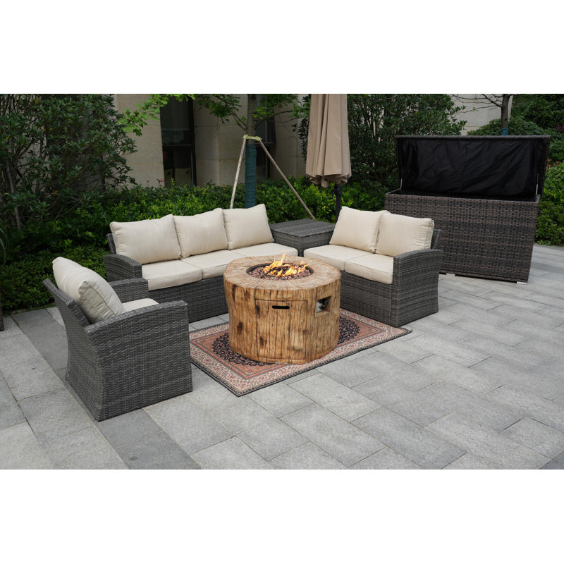 6 - Person Patio Conversation Set with Cushions, Gray