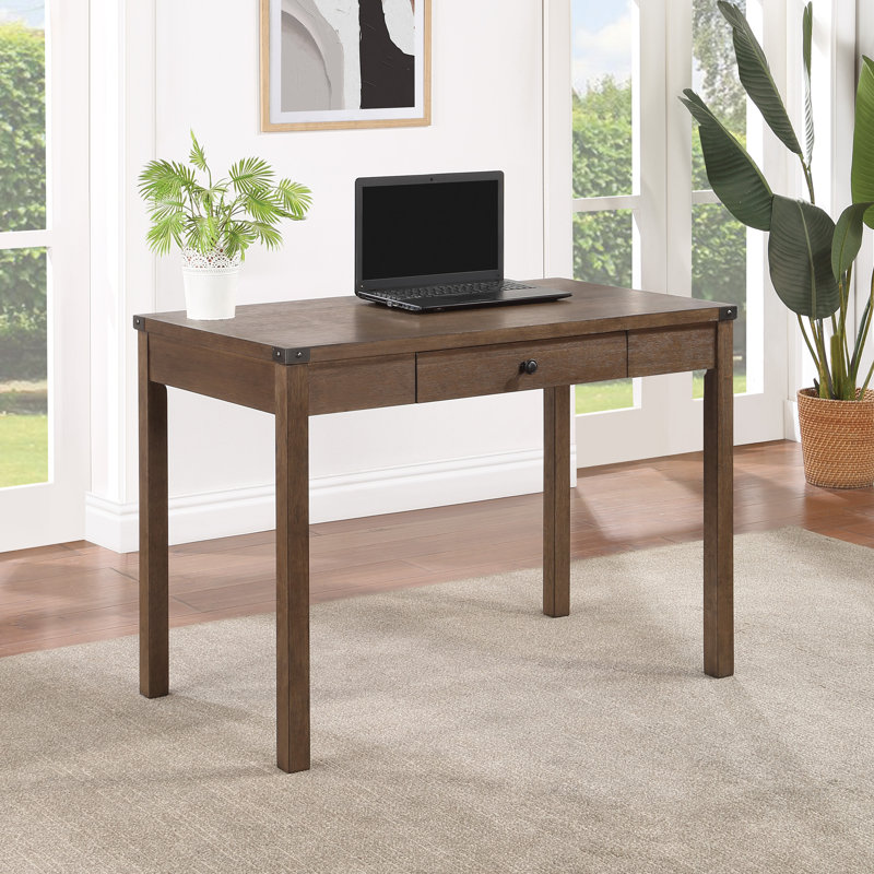 Victor Solid Wood Base Writing Desk, Brown Oak