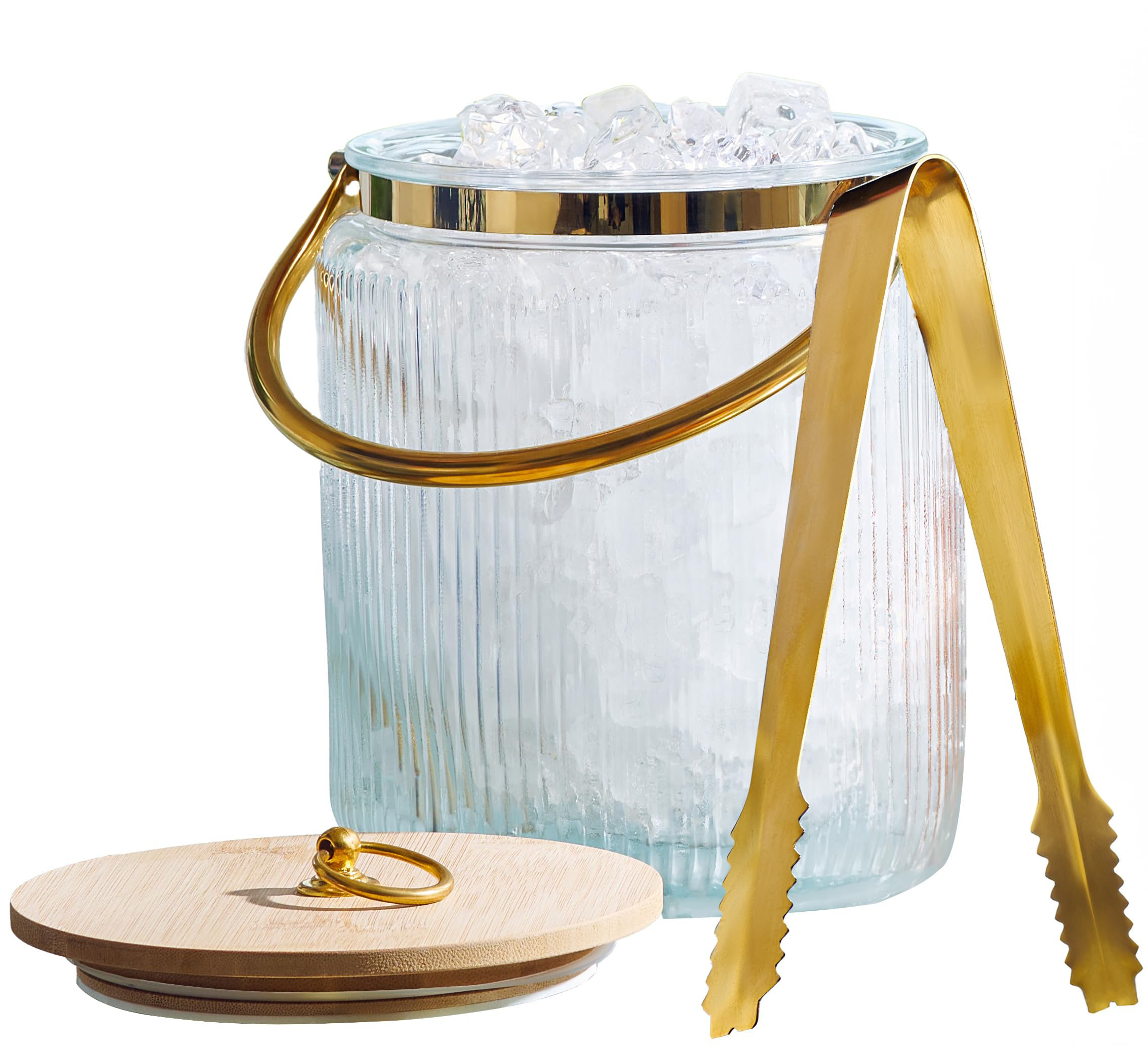 Shop Pebbled Glass Ice Bucket & Tongs Set | The Collective Home
