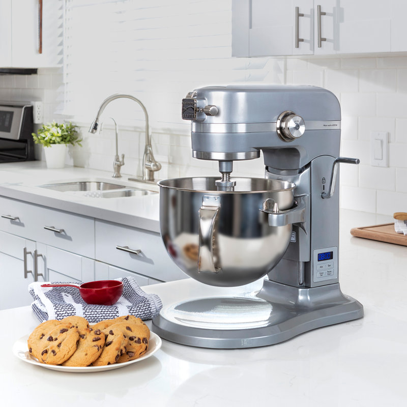 Kenmore Elite 6 Qt. Stand Mixer, 600 Watt Bowl-Lift Kitchen Mixer with 10 Speeds, Digital Timer, Stainless Steel Bowls & Dough Hook