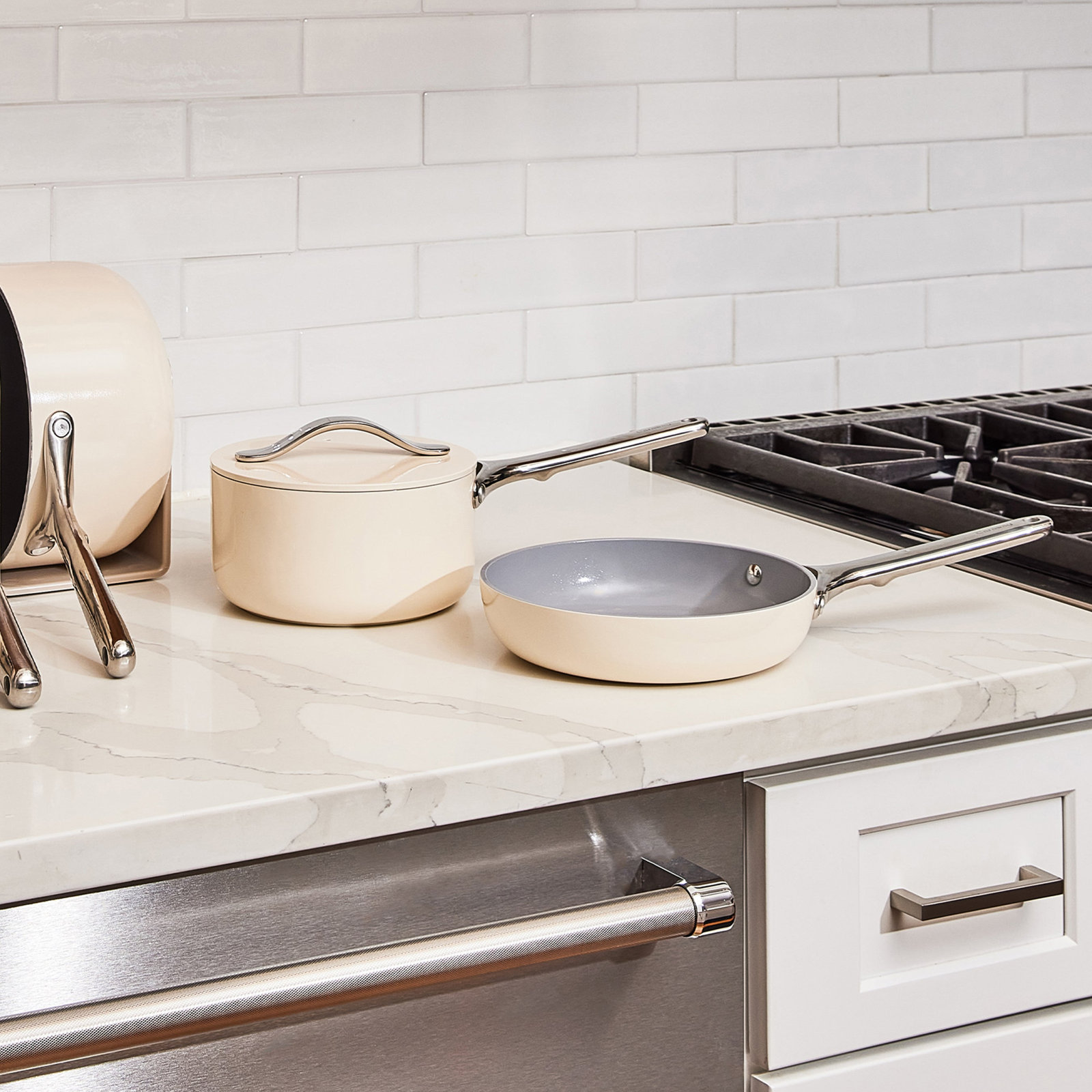 Caraway Ceramic Non-Stick Mini Duo Cookware Set, Cream