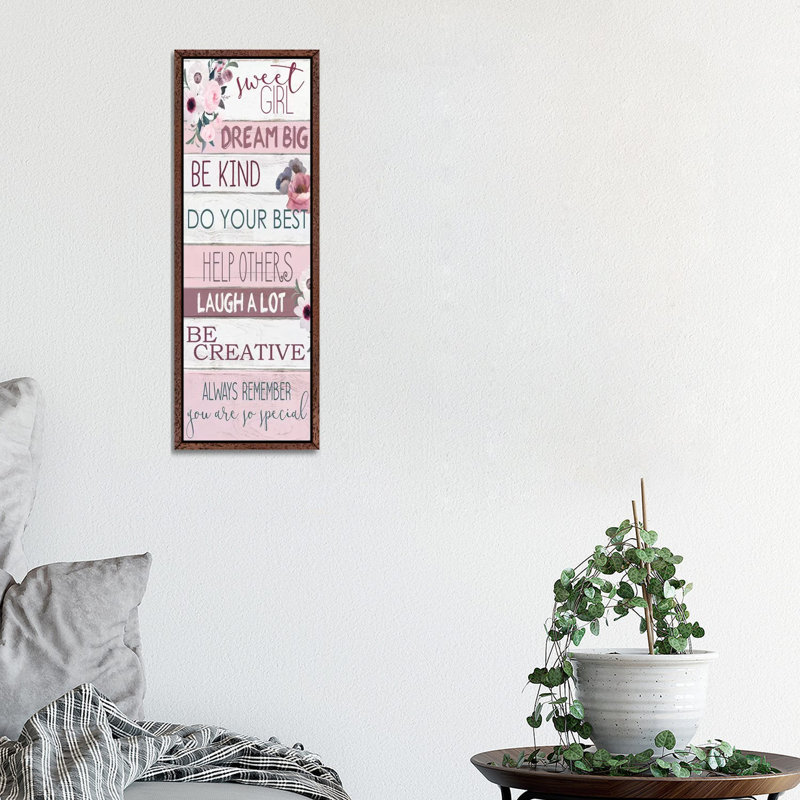 Sweet Girl by Kimberly Allen - Panoramic Print on Canvas, 30.48 cm H x 91.44 cm W, Classic Brown Wood Framed