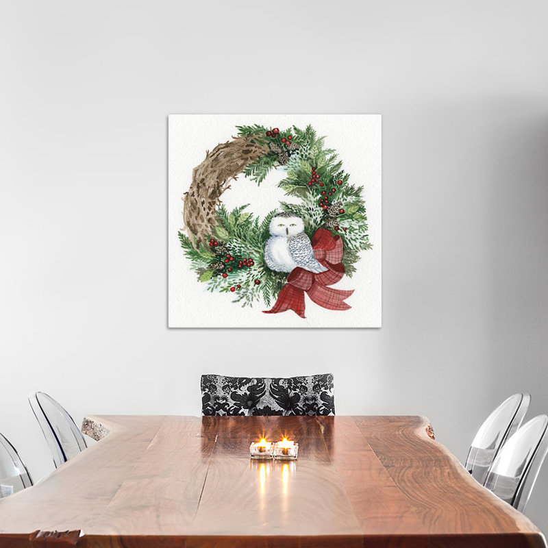 Couronne de noël ii, reproduction d’art sur toile tendue, H 18 po x l 18 po x P 1,5 po