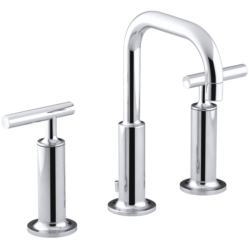 Purist Widespread Bathroom Faucet with Drain Assembly, Polished Chrome