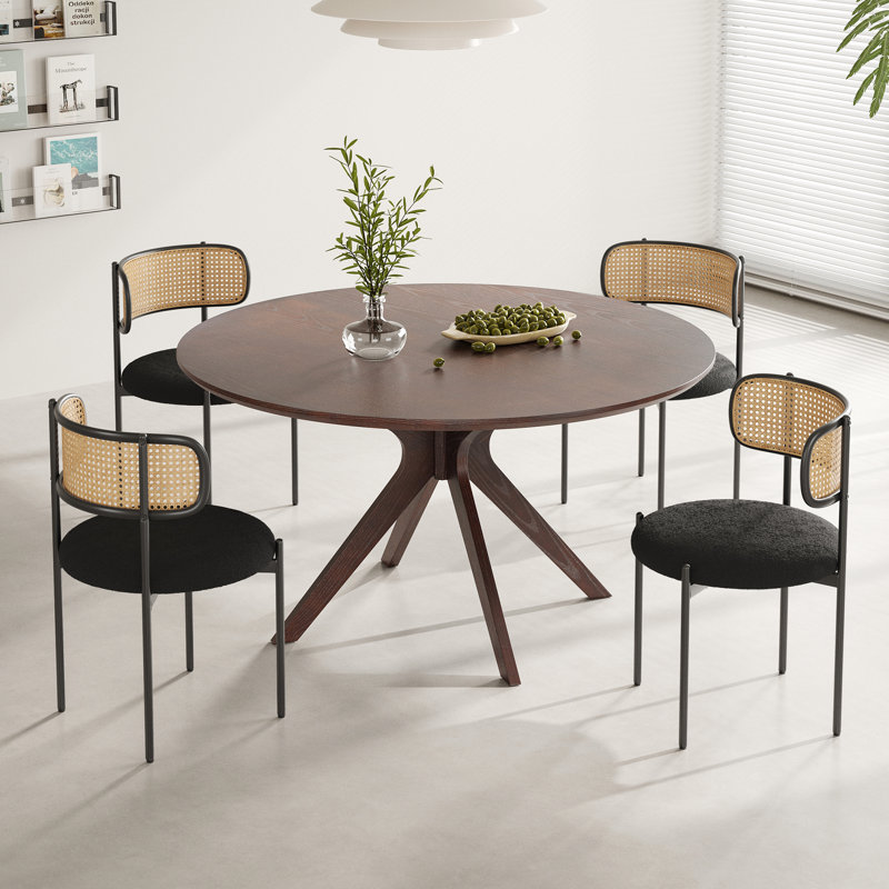 4 Person Round Dining Sets, Black