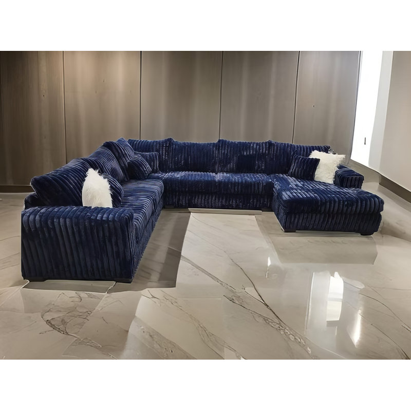 Texxa 5 Piece Sectional Blue , Blue Fabric