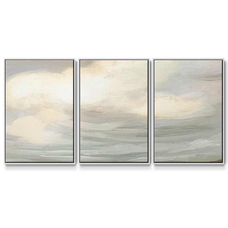 Muted Sky Horizon II - Multi Piece Framed Canvas_2940150C, 36" H x 75" W x 2" D, White