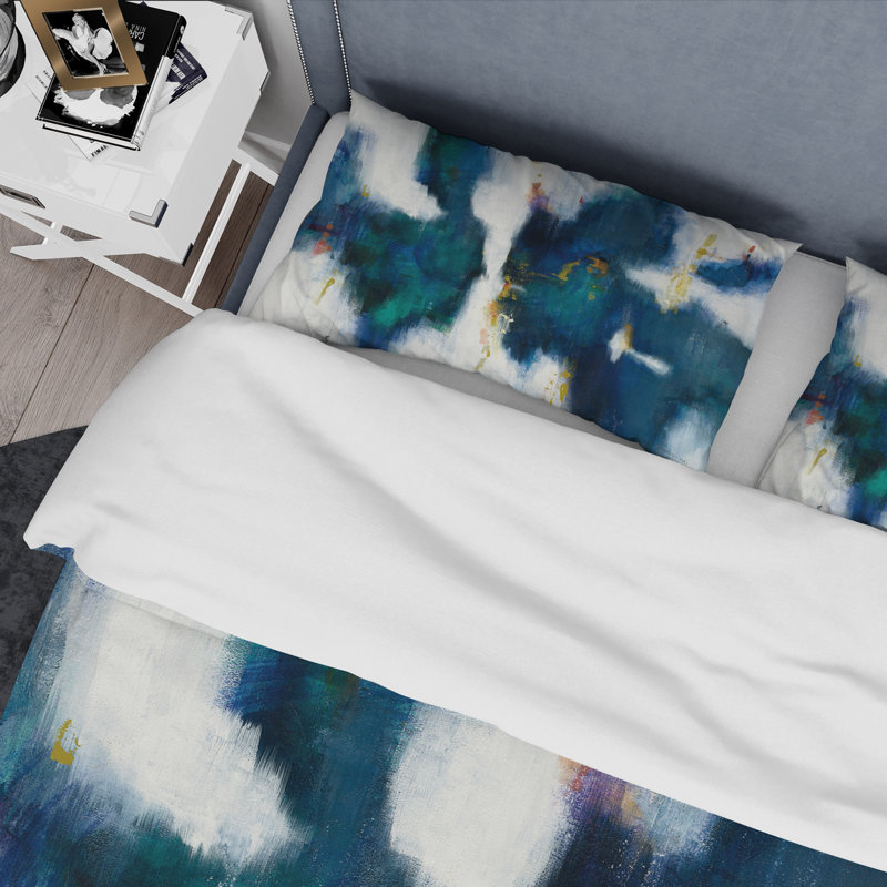 Blue Glam Texture I - Ensemble de housse de couette contemporain - Polyester en microfibre