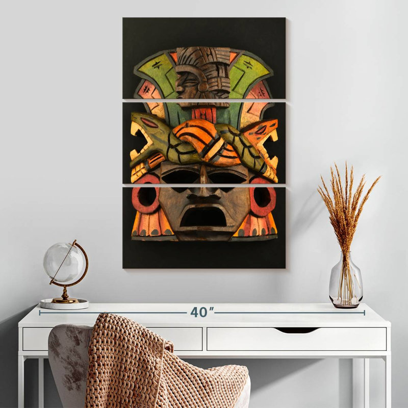 Senne Aztec Wooden Mask, 32" H x 20" W