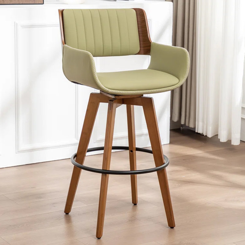 Tabouret pivotant moderne en similicuir, Tabouret de bar (siège d'une hauteur de 29,72 po), Vert
