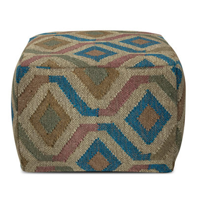 Johanna 20"W Jute Square Pouf