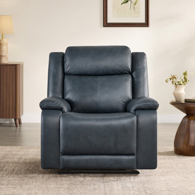 Zero Wall Genuine Leather Power Recliner With Power Headrest