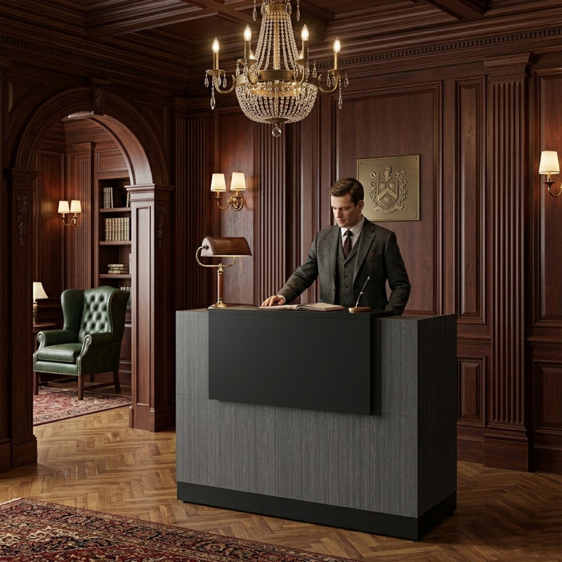 Nehimiah Rectangle Synthetic Laminate Reception Desk